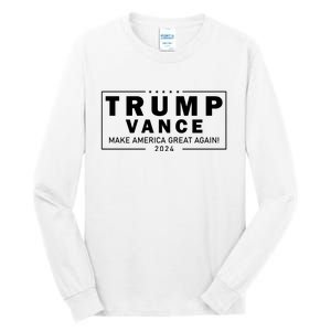 Trump Vance 2024 Make America Great Again Maga Blackout Logo Tall Long Sleeve T-Shirt