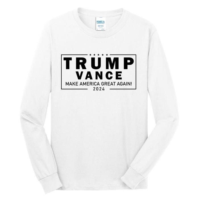 Trump Vance 2024 Make America Great Again Maga Blackout Logo Tall Long Sleeve T-Shirt