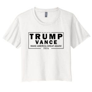 Trump Vance 2024 Make America Great Again Maga Blackout Logo Women's Crop Top Tee