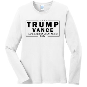 Trump Vance 2024 Make America Great Again Maga Blackout Logo Ladies Long Sleeve Shirt