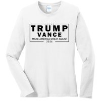 Trump Vance 2024 Make America Great Again Maga Blackout Logo Ladies Long Sleeve Shirt