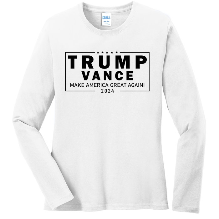 Trump Vance 2024 Make America Great Again Maga Blackout Logo Ladies Long Sleeve Shirt