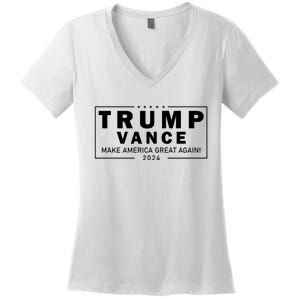 Trump Vance 2024 Make America Great Again Maga Blackout Logo Women's V-Neck T-Shirt