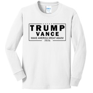 Trump Vance 2024 Make America Great Again Maga Blackout Logo Kids Long Sleeve Shirt