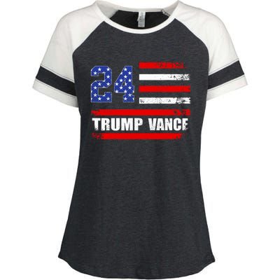 Trump Vance 24 Vintage 2024 Enza Ladies Jersey Colorblock Tee