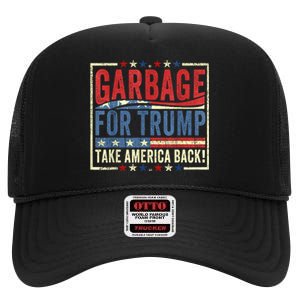 Trump Vance 2024 Proud To Be Garbage Presidential Election High Crown Mesh Back Trucker Hat