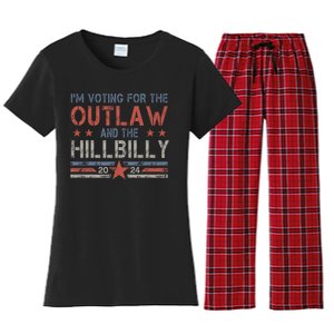 Trump Vance 2024 Donald Trump J.D. Vance Outlaw Hillbilly Women's Flannel Pajama Set