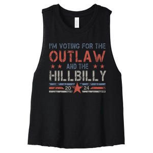 Trump Vance 2024 Donald Trump J.D. Vance Outlaw Hillbilly Women's Racerback Cropped Tank