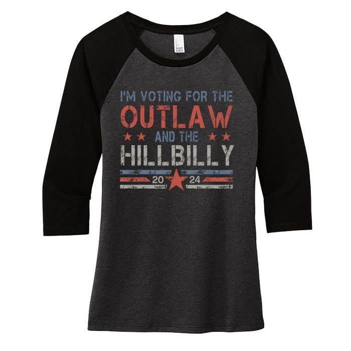 Trump Vance 2024 Donald Trump J.D. Vance Outlaw Hillbilly Women's Tri-Blend 3/4-Sleeve Raglan Shirt