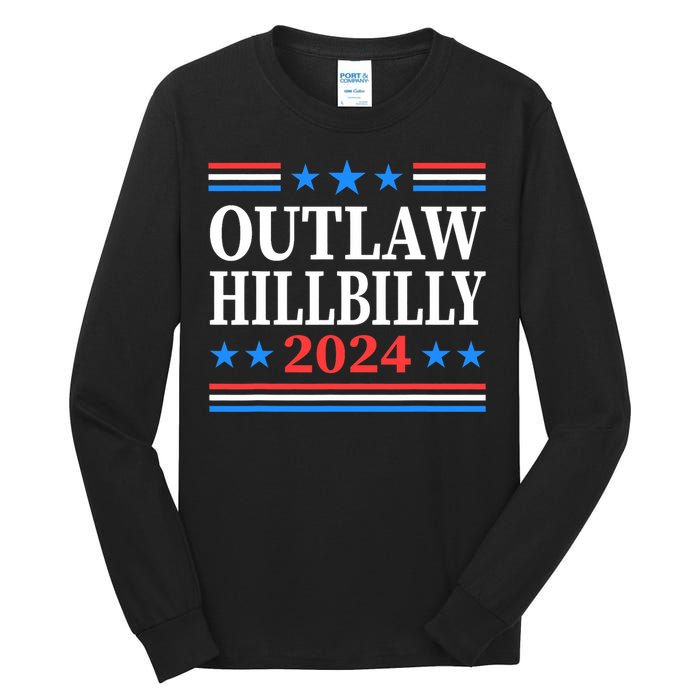 Trump Vance 2024 Outlaw Hillbilly Us Flag Vintage Tall Long Sleeve T-Shirt