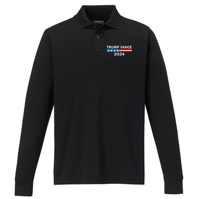 Trump Vance 2024 Donald Trump J.D. Vance For President Performance Long Sleeve Polo