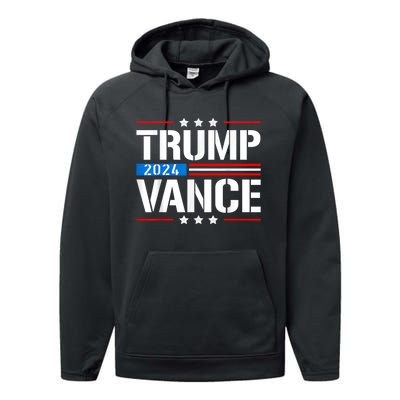 Trump Vance 2024 Vote Trump Retro Vintage Usa Flag Style Performance Fleece Hoodie