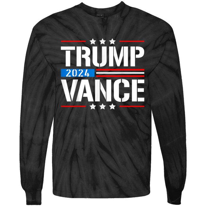 Trump Vance 2024 Vote Trump Retro Vintage Usa Flag Style Tie-Dye Long Sleeve Shirt