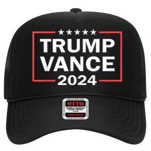 Trump Vance 2024 For President Vp Usa Election Patriotic High Crown Mesh Back Trucker Hat