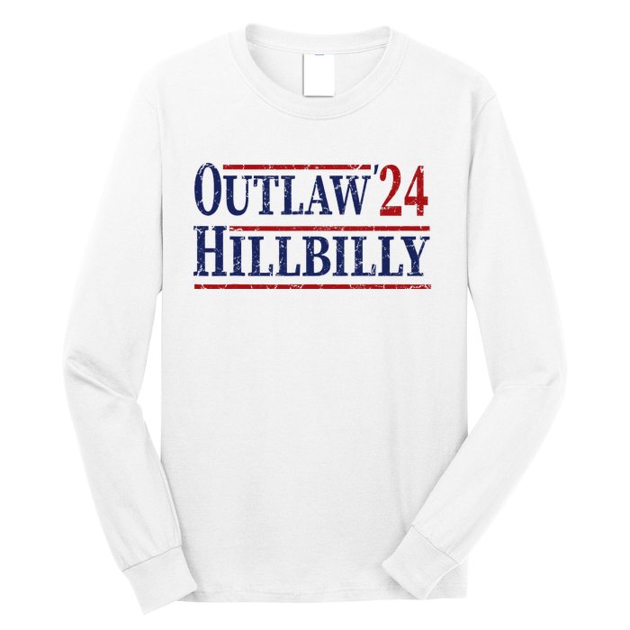 Trump Vance 2024 Outlaw Hillbilly Us Flag Vintage Long Sleeve Shirt