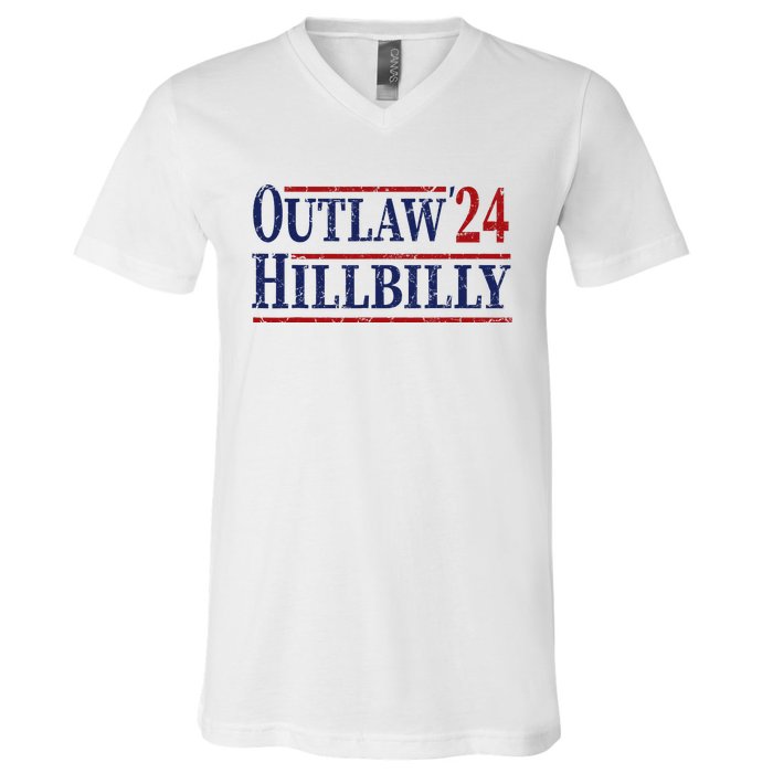 Trump Vance 2024 Outlaw Hillbilly Us Flag Vintage V-Neck T-Shirt