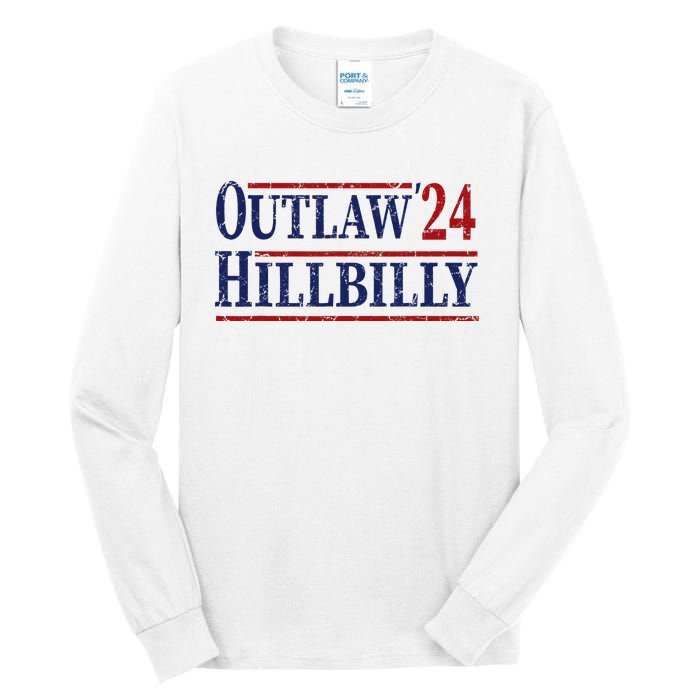 Trump Vance 2024 Outlaw Hillbilly Us Flag Vintage Tall Long Sleeve T-Shirt