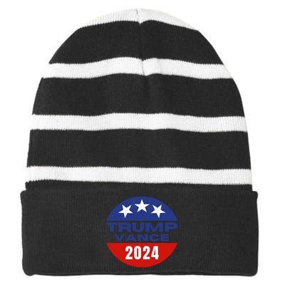 Trump Vance 2024 President Vote Usa Election Maga Striped Beanie with Solid Band