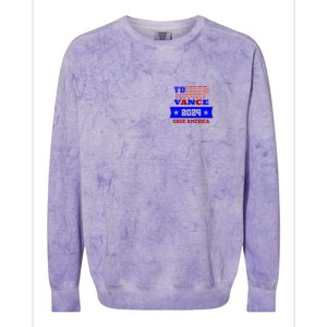 Trump Vance 2024 Front Pocket Print And Back Colorblast Crewneck Sweatshirt