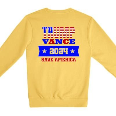 Trump Vance 2024 Front Pocket Print And Back Premium Crewneck Sweatshirt