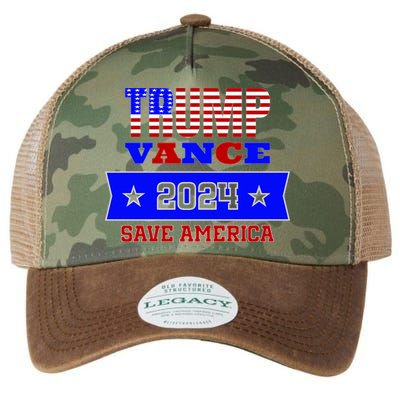 Trump Vance 2024 Front Pocket Print And Back Legacy Tie Dye Trucker Hat