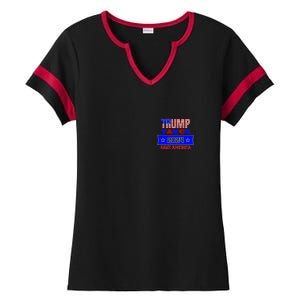 Trump Vance 2024 Front Pocket Print And Back Ladies Halftime Notch Neck Tee