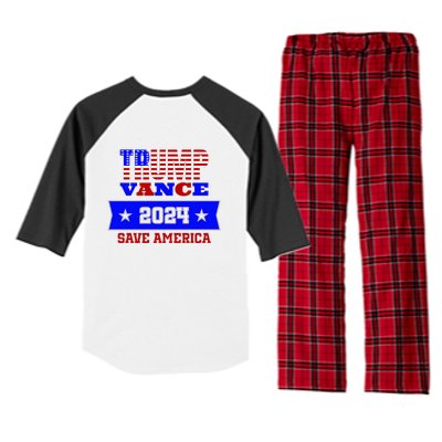 Trump Vance 2024 Front Pocket Print And Back Raglan Sleeve Pajama Set