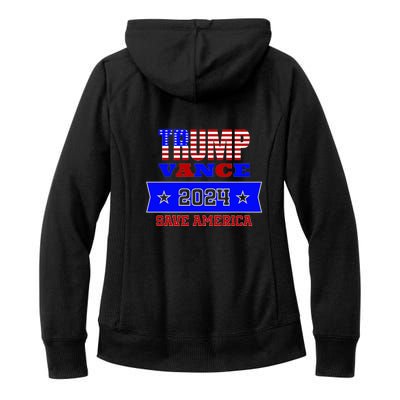 Trump Vance 2024 Front Pocket Print And Back Women's Fleece Hoodie