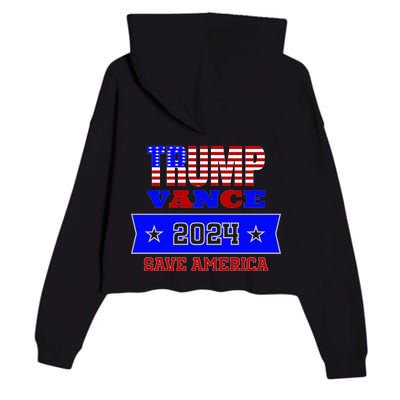 Trump Vance 2024 Front Pocket Print And Back Crop Fleece Hoodie