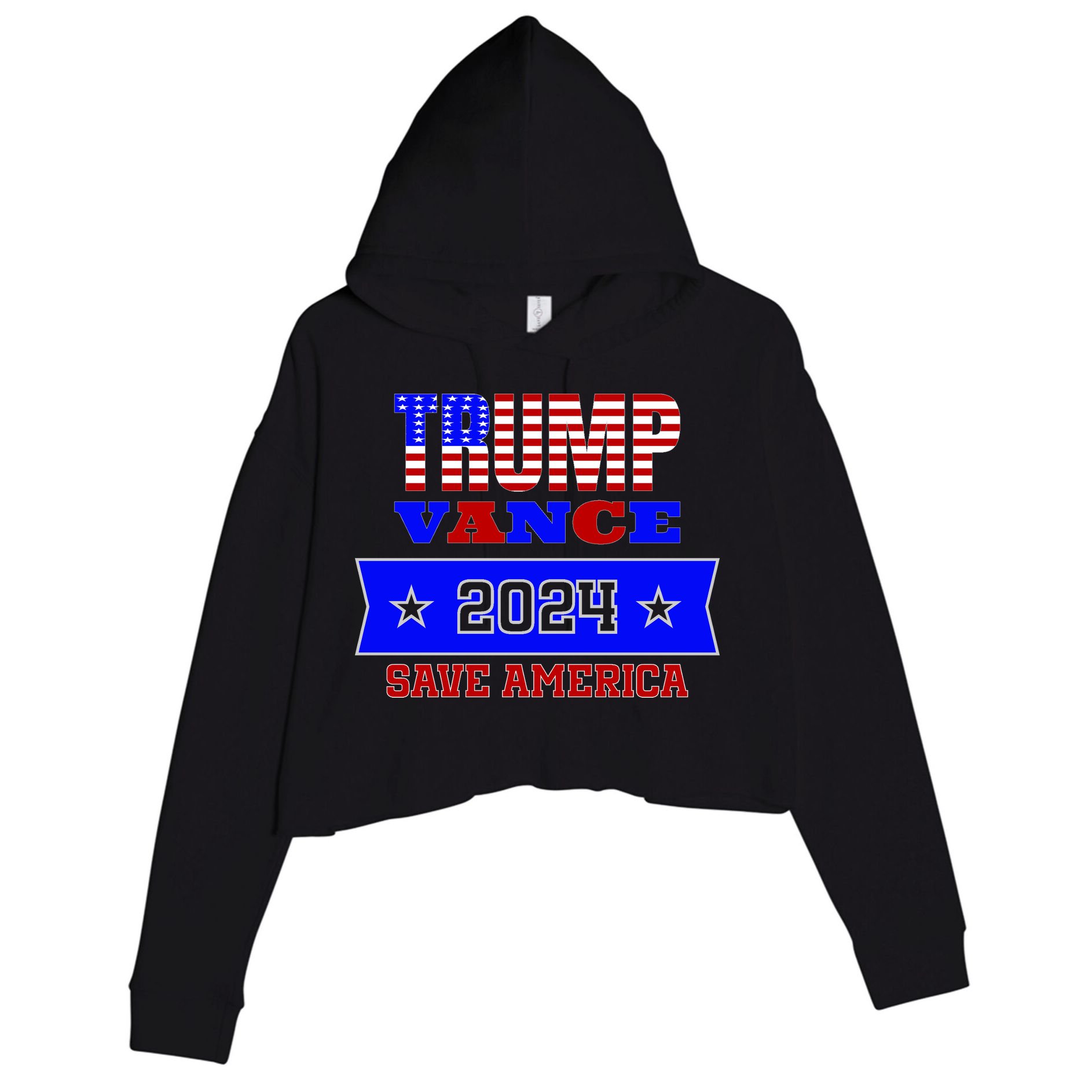 Trump Vance 2024 Front Pocket Print And Back Crop Fleece Hoodie