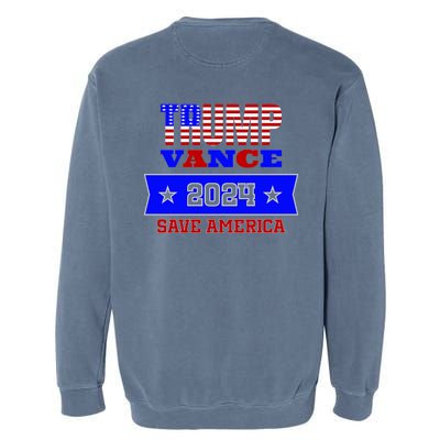 Trump Vance 2024 Front Pocket Print And Back Garment-Dyed Sweatshirt