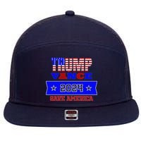 Trump Vance 2024 Front Pocket Print And Back 7 Panel Mesh Trucker Snapback Hat