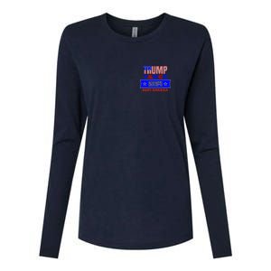 Trump Vance 2024 Front Pocket Print And Back Womens Cotton Relaxed Long Sleeve T-Shirt