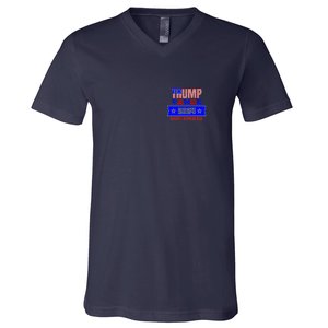 Trump Vance 2024 Front Pocket Print And Back V-Neck T-Shirt