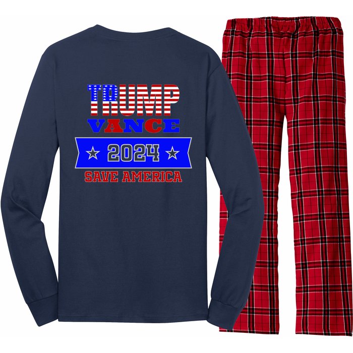 Trump Vance 2024 Front Pocket Print And Back Long Sleeve Pajama Set