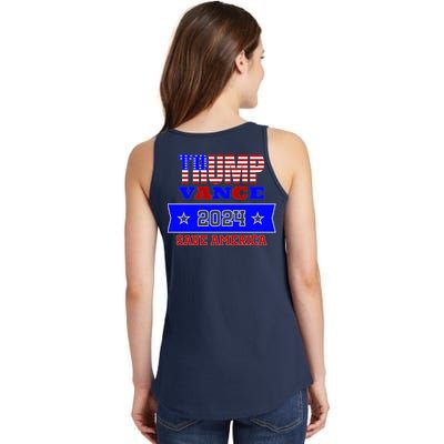 Trump Vance 2024 Front Pocket Print And Back Ladies Essential Tank