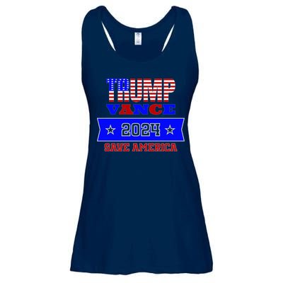 Trump Vance 2024 Front Pocket Print And Back Ladies Essential Flowy Tank