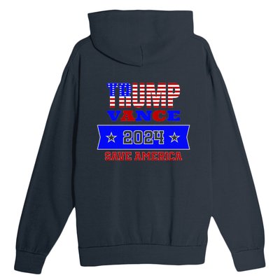 Trump Vance 2024 Front Pocket Print And Back Urban Pullover Hoodie