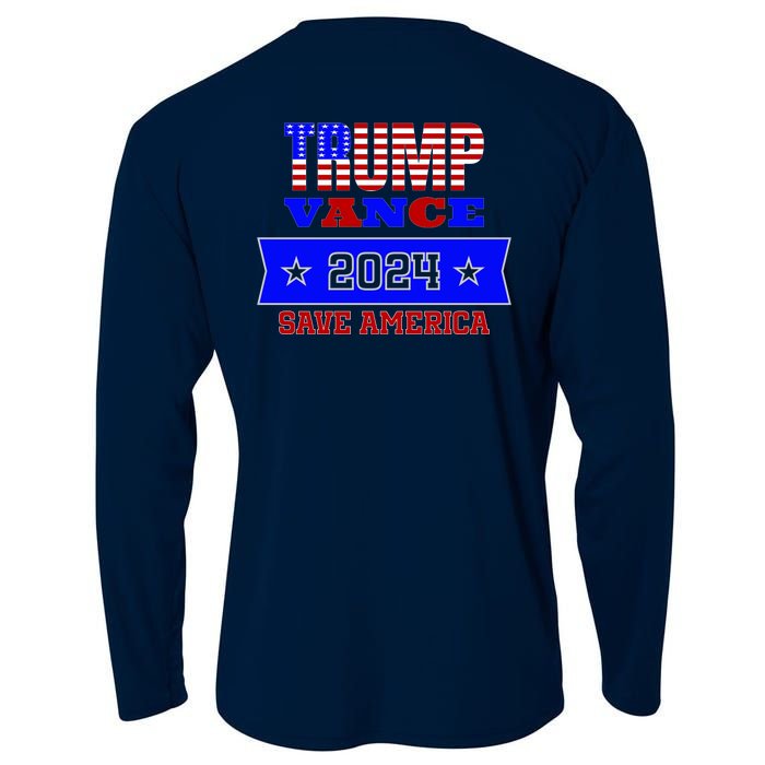 Trump Vance 2024 Front Pocket Print And Back Cooling Performance Long Sleeve Crew