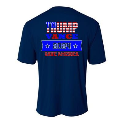 Trump Vance 2024 Front Pocket Print And Back Performance Sprint T-Shirt