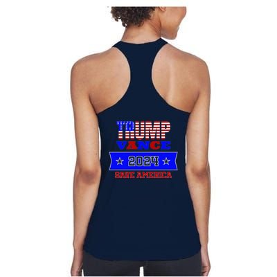 Trump Vance 2024 Front Pocket Print And Back Women's Racerback Tank