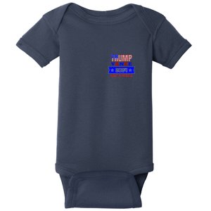 Trump Vance 2024 Front Pocket Print And Back Baby Bodysuit