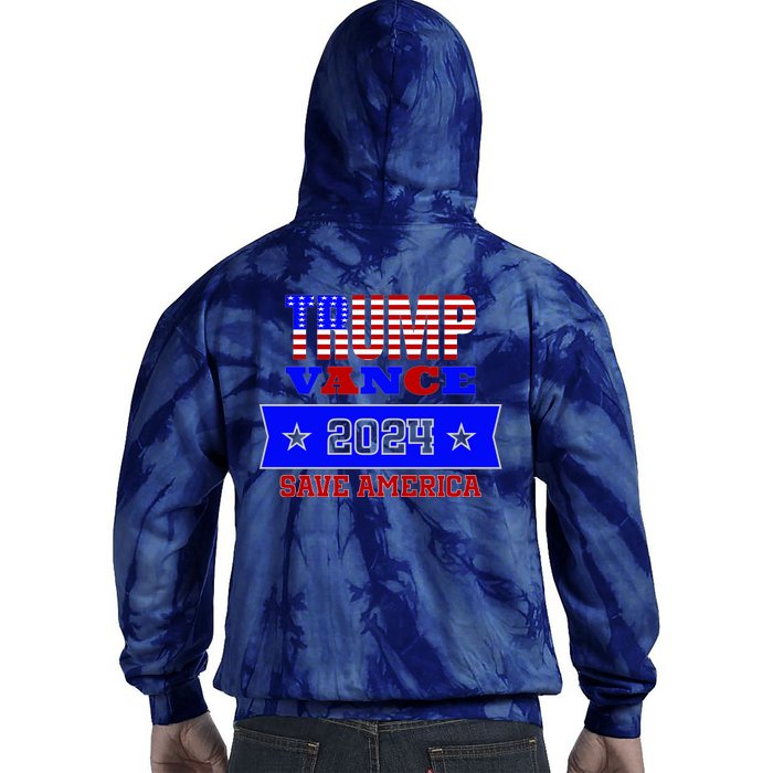 Trump Vance 2024 Front Pocket Print And Back Tie Dye Hoodie