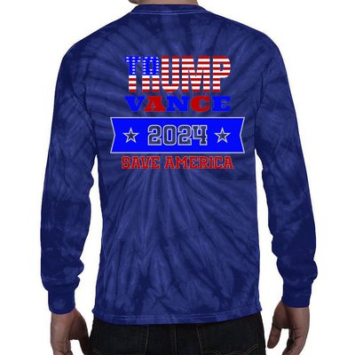 Trump Vance 2024 Front Pocket Print And Back Tie-Dye Long Sleeve Shirt