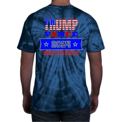 Trump Vance 2024 Front Pocket Print And Back Tie-Dye T-Shirt