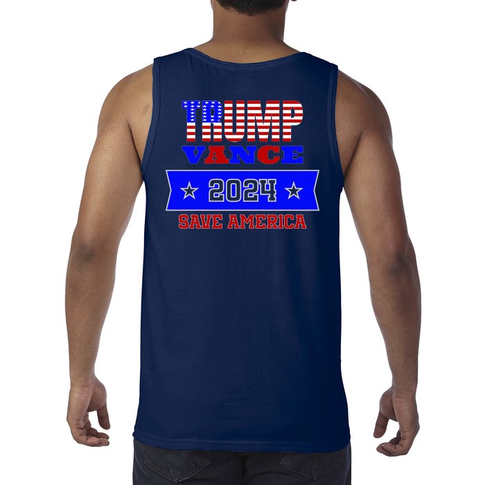 Trump Vance 2024 Front Pocket Print And Back Tank Top