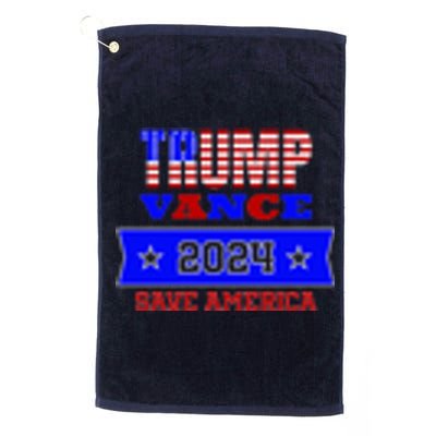 Trump Vance 2024 Front Pocket Print And Back Platinum Collection Golf Towel