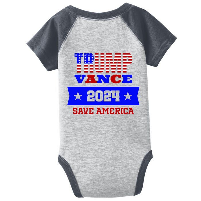 Trump Vance 2024 Front Pocket Print And Back Infant Baby Jersey Bodysuit