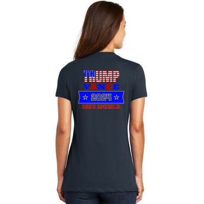 Trump Vance 2024 Front Pocket Print And Back Women's V-Neck T-Shirt