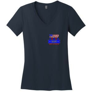 Trump Vance 2024 Front Pocket Print And Back Women's V-Neck T-Shirt